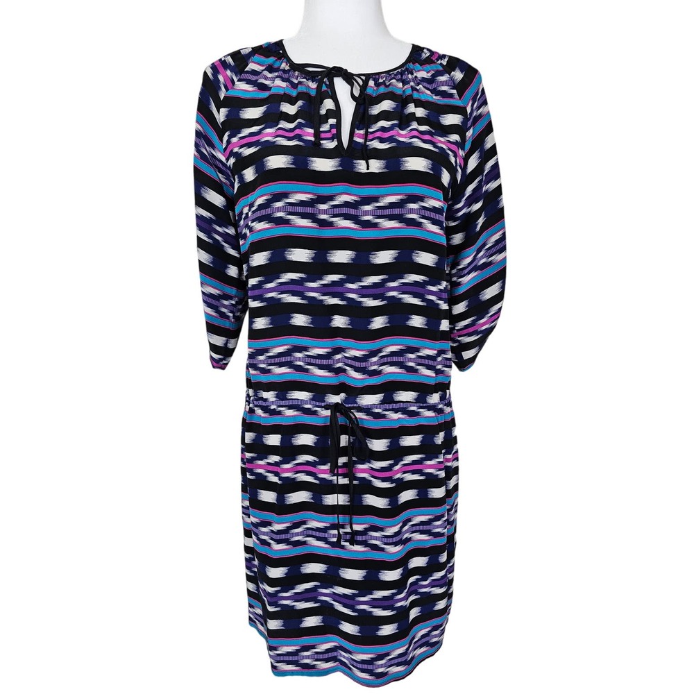 Yumi Kim Sheath Dress Womens Small Blue Silk Striped Casual Boho